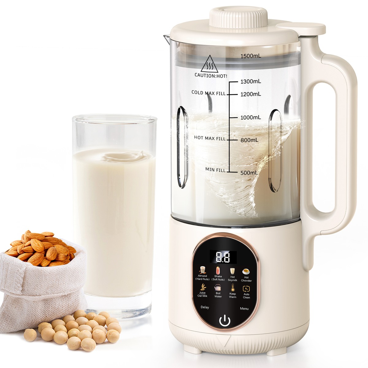 Blendowanie mleka roślinnego Blender w akcji miksujący namoczone migdały z wodą na gładką masę