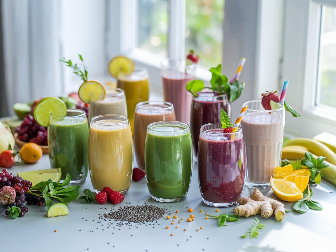 smoothie jagodowe z dodatkami wspierającymi przemianę materii