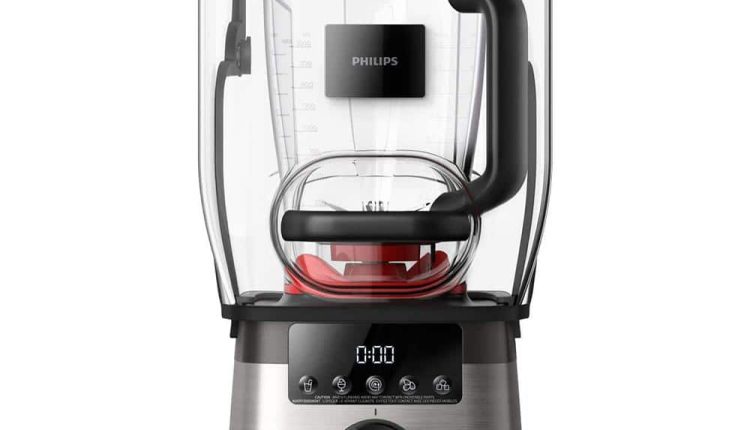 Bezprzewodowy odkurzacz Philips High Speed w srebrno-niebieskim kolorze na białym tle